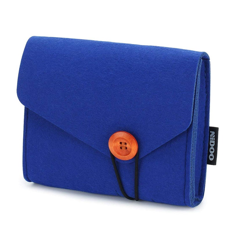 NIDOO Portable Felt Storage Bag, Electronics Accessories Protective Case Pouch for MacBook Power Adapter, Mouse, Cellphone, Cables, SSD, HDD, Power Bank, Portable External Hard Drive, Blue - Image 2